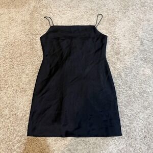 Alice + Olivia Dress Womens 10 Black Classics Slip Sheath Spaghetti Strap‎ Mini